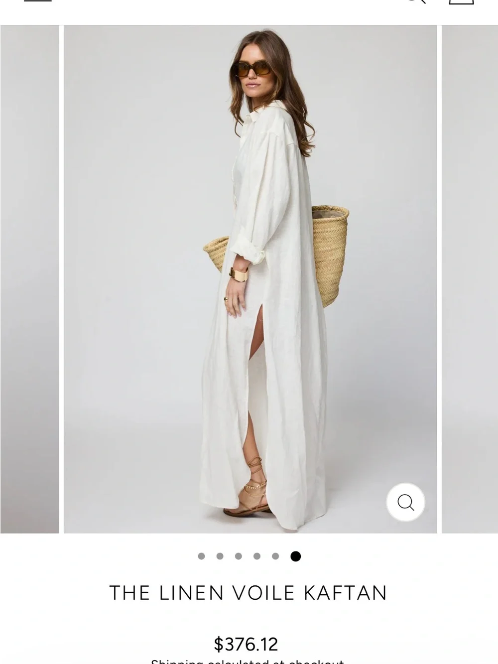 The Linen Voile Kaftan Dress - Baby Blue - Picture 1 of 7